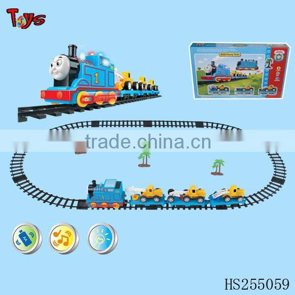 infrard cartoon slot car smoke train toy sets