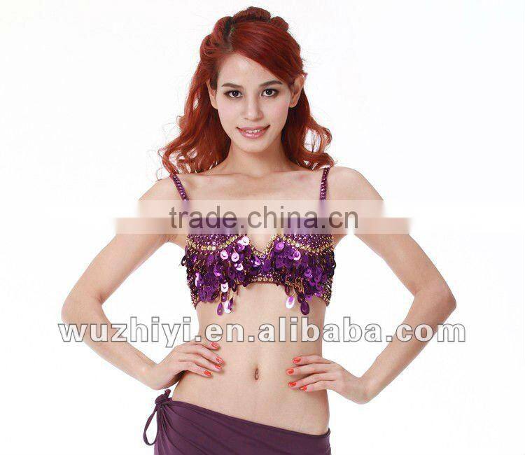Cheap wholesale new hot fashion shiny elegant bellydance clothing,sexy sequin grade beaded belly dance bra (QC8004)