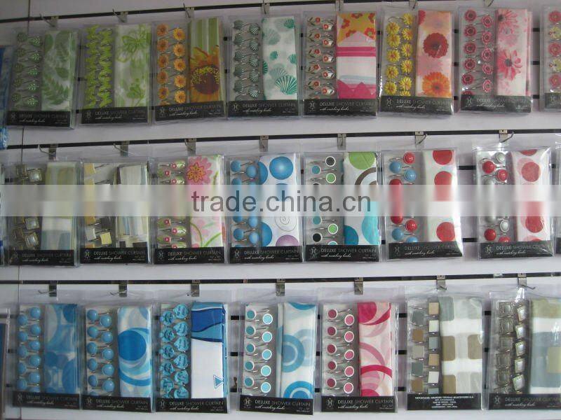 new item after 110 canton fair shower curtain with resin hooks