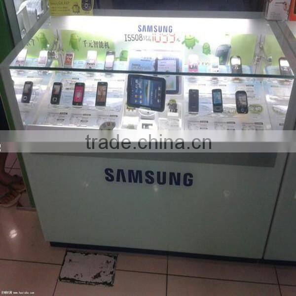 modern cell phone wooden glass display cabinet