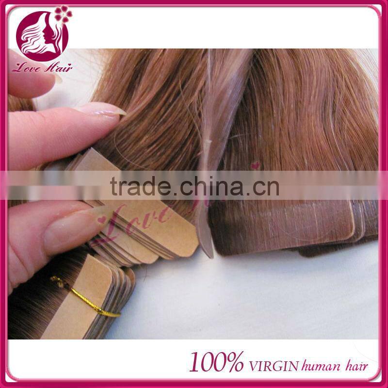 Cheap European hair, double drawn colorful ombre remy tape hair extension
