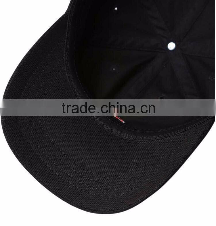 2016 New design 100% cotton black colour metal buckle curved brim 2d embroidery custom men baseball promotional hat