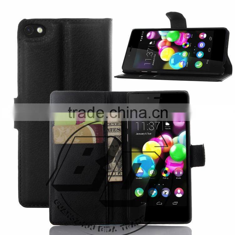 Top Selling Durable Magnetic flip leather wallet case with card slots For Wiko Highway pure leather case fast delivery
