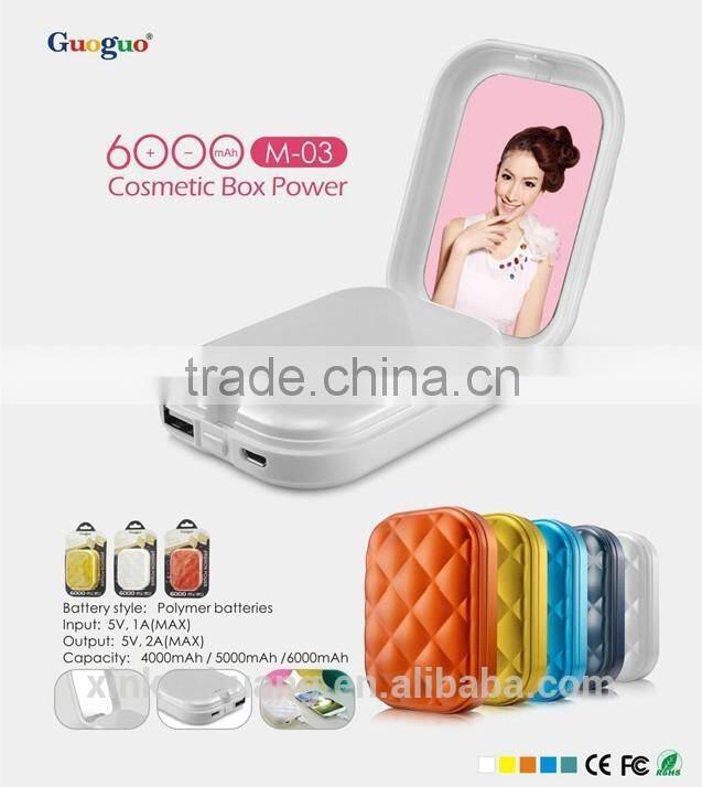 Guoguo 2016 hot selling external battery charger portable 5000mAh power bank for iphone7