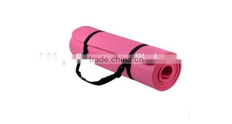 High Density NBR Exercise Yoga Mat with Carry Strap for Gymnastic Fitness