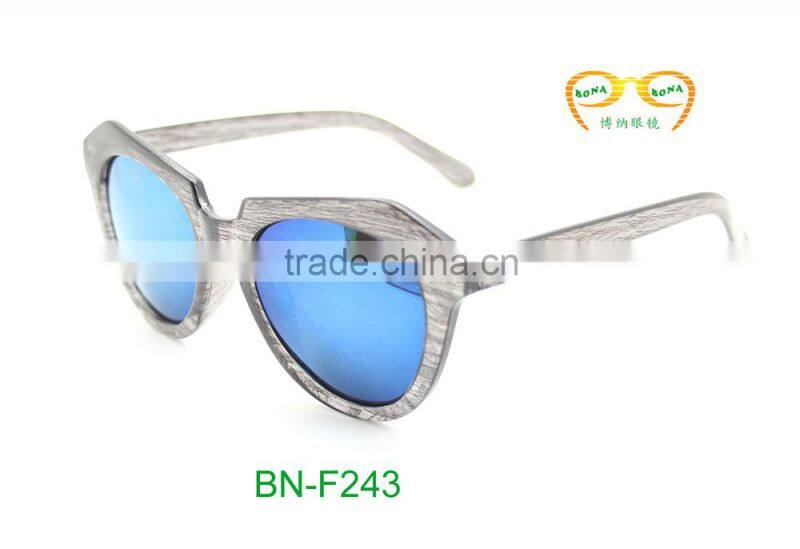 2015 high quality Wooden Frame mirroor lens sunglasses