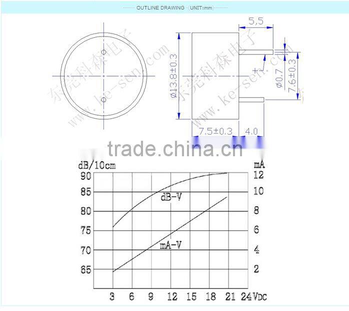 professional burglar alarm piezo buzzer(12v,85DB)