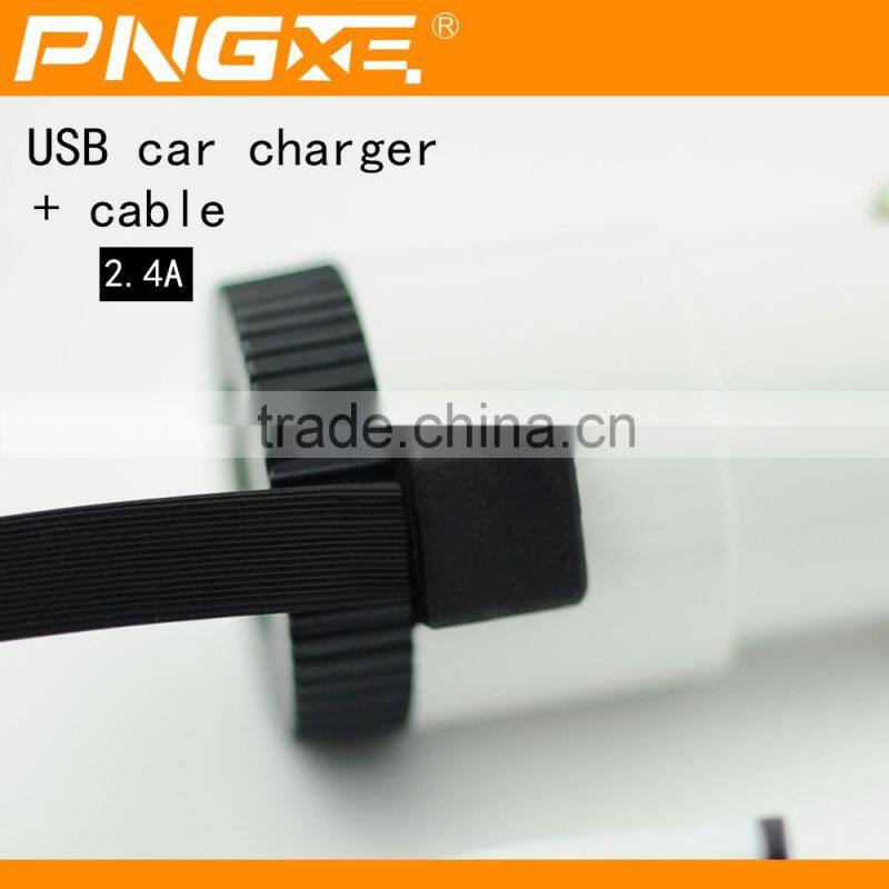 Best selling portable micro usb multi car charger for smartphone with 2 in 1 usb cable