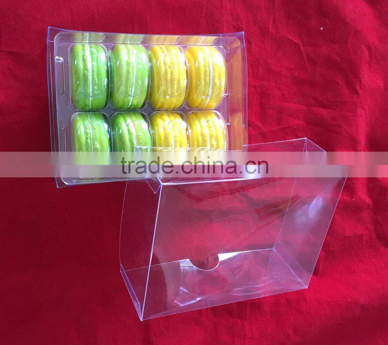 8 pcs food pack clear plastic macaron box printed with PET inner food trays food industrial use and grade plastic type 5 macaron
