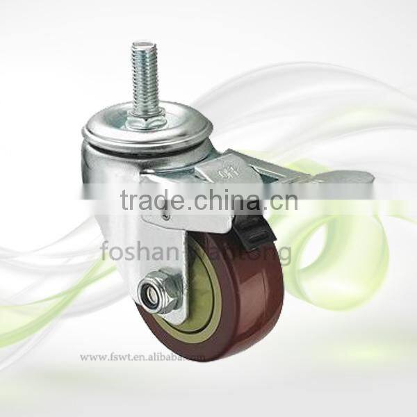 Medium Duty Pu Furniture Wheel 100mm Threaded Stem Swivel Caster
