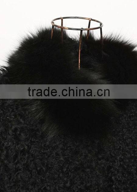 fashion lady's lamb coat for women with fur trim LC96