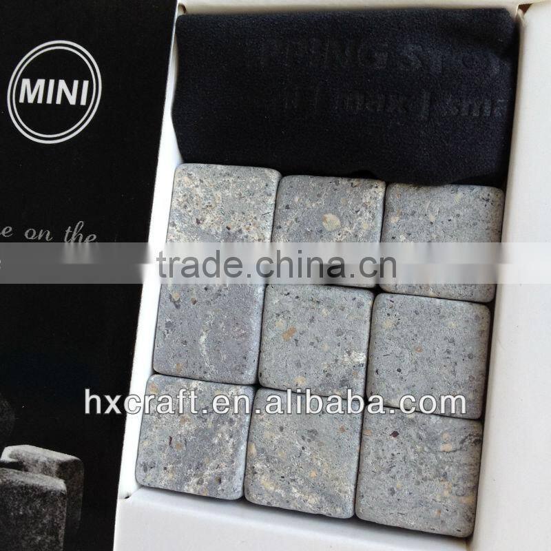 WHISKEY STONES ROCKS 9 PCS Set Ice Cubes Wine Drinks Scotch Beer Cold Soapstone