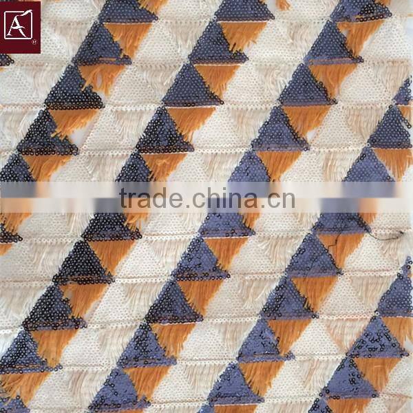 two color sequins embroidery fabric for dress