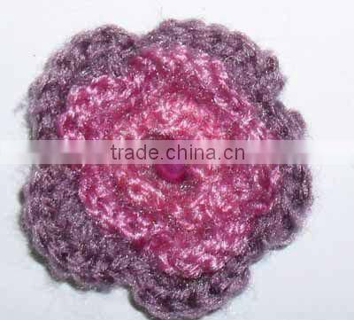 white green pink handband 5-petal crochet knit flower