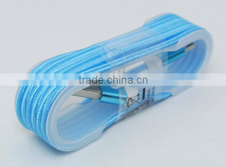 Metal Nylon Woven USB Cable with blister for I6 phone cable OD 3.5mm