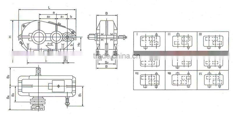 China made guo mao high quality soft teeth cylindrical gear reducer power transmission