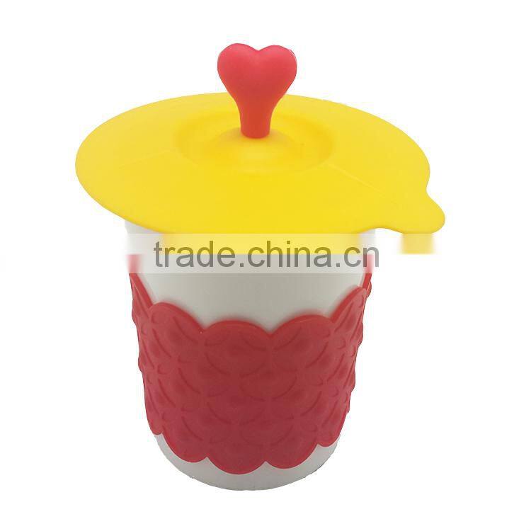 cute funny heart shaped silicone cup lid cup cover