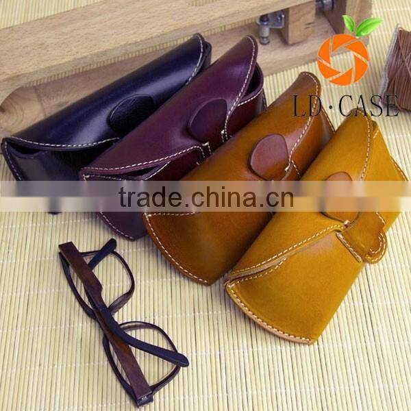 Handmade Vegetable Tanned Leather Hard Eyeglass Case Sunglasses Holder