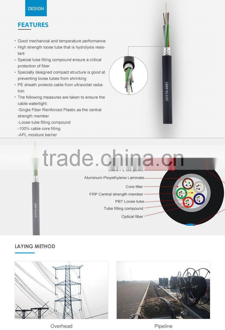 GYFTA Coaxial 6 core single mode fiber optic cable for oversea importers