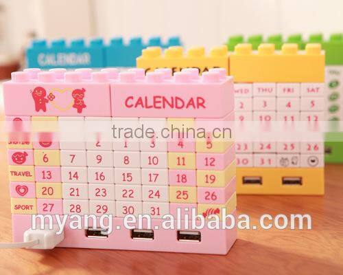Creative USB HUB DIY blocks usb 2.0 hub calendar with bluetooth/usb hub with cable/Executive DIY desk calendar 2015