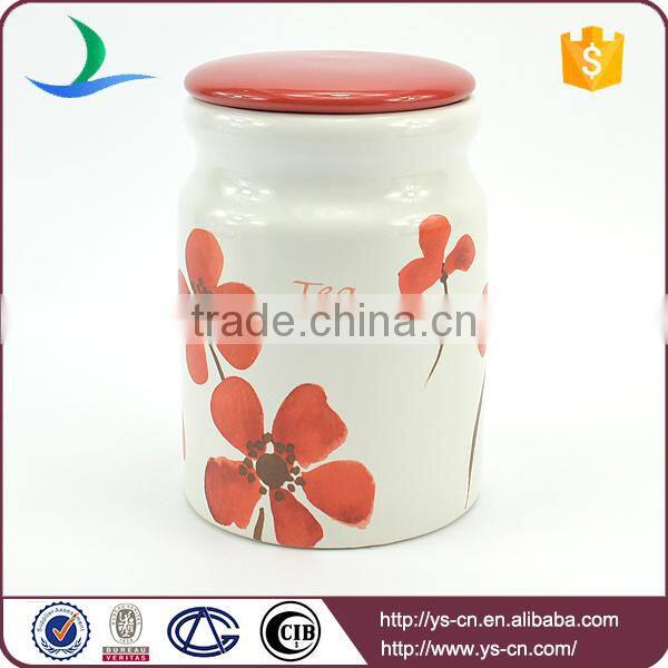 Manufacturer Ceramic Storage Containers With Red Ceramic Lid