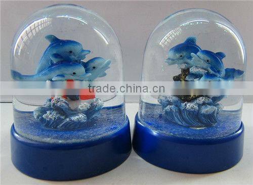 Large funny dolphin snow globe