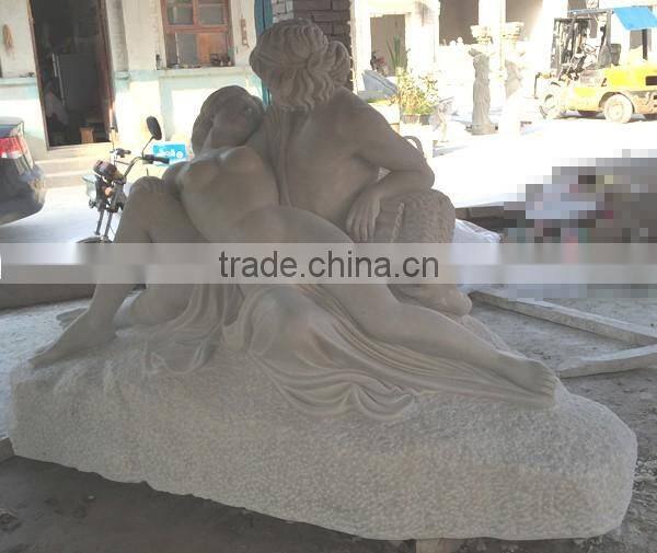 Famous White Marble Lying Nude Man and Woman Statue