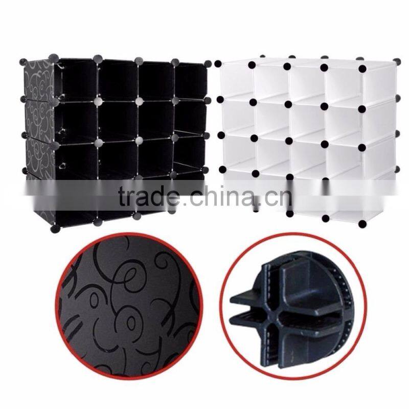 PP Shelf storage with doors shoe rack organizer shelving system plastic white