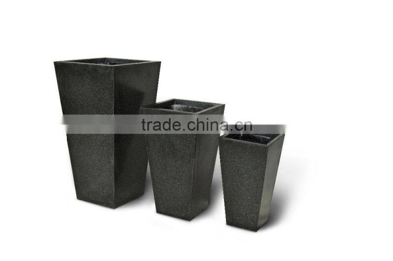 Black And White Sandstone Square Decoration Pot