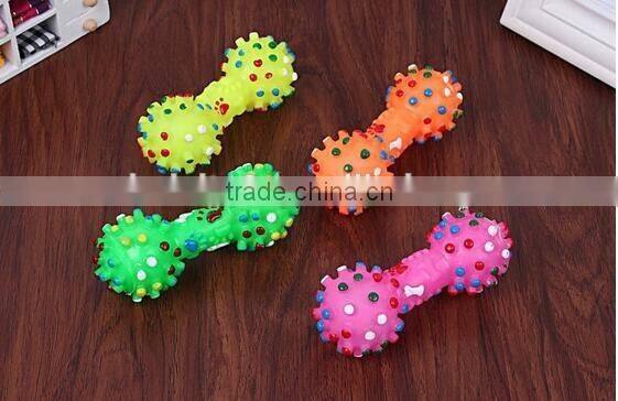 CY189 Colorful Mini Dotted Dumbbell Shaped Squeeze Squeaky Faux Bone Toys For Pet Dog Bite Game, Chien Juguetes Perros