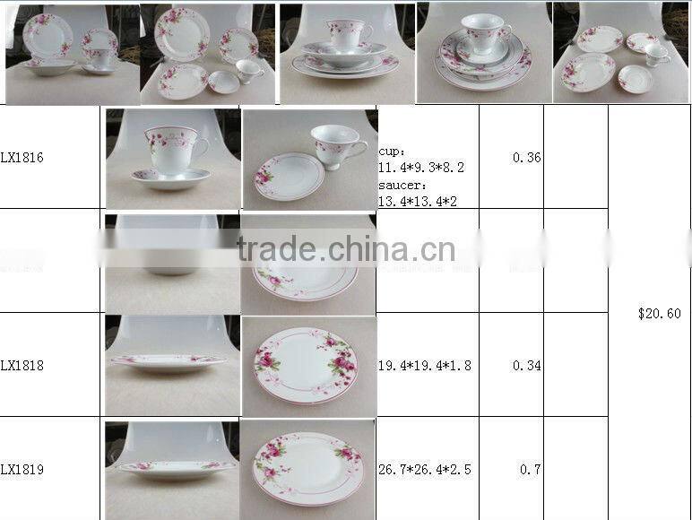 30pcs beautiful decal porcelain dinner ware set
