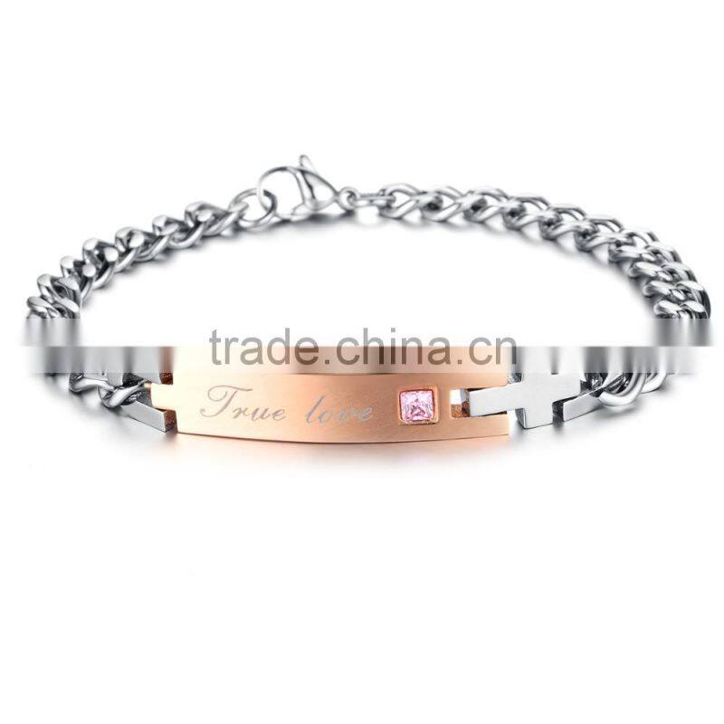 2017 New Arrival Titanium Stainless Steel His And Her True Lover Couple Customized Couple Bracelet