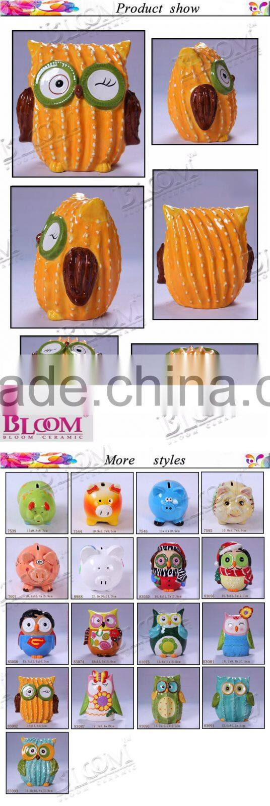 ceramic decorative owl money safe box for kids gift