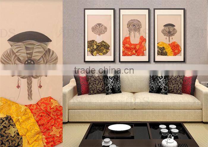 Framed Handmad fabric painting designs scenery art