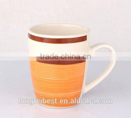 Hand-painted small ceramic cup and saucer, color decal