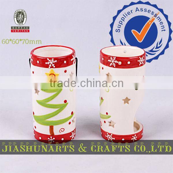 Christmas House Ceramics Hanging Candle Holder