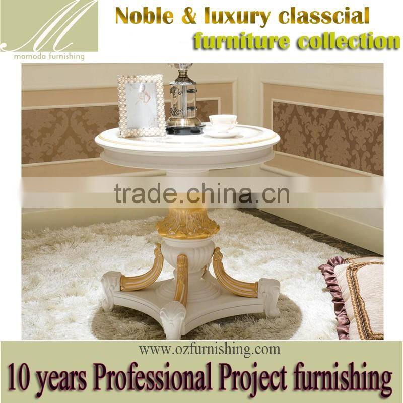 YB62 Baroque style classical luxury wood carved wooden square side coffee table