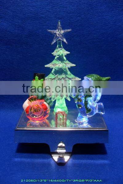 2015 christmas double snowman stocking holder with led