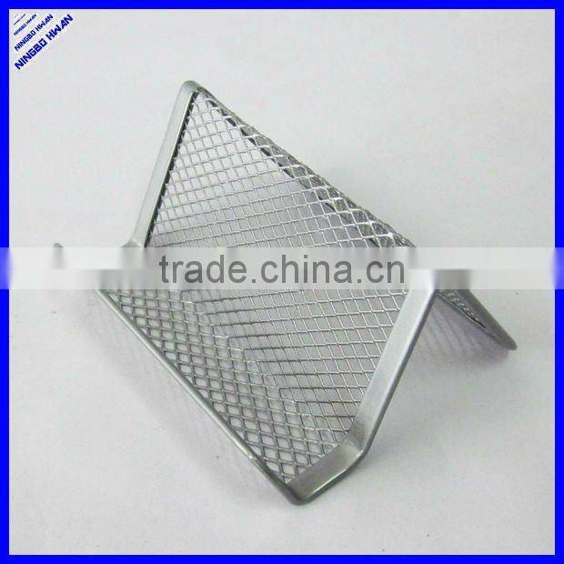 Office desktop black wire metal mesh business name card holder