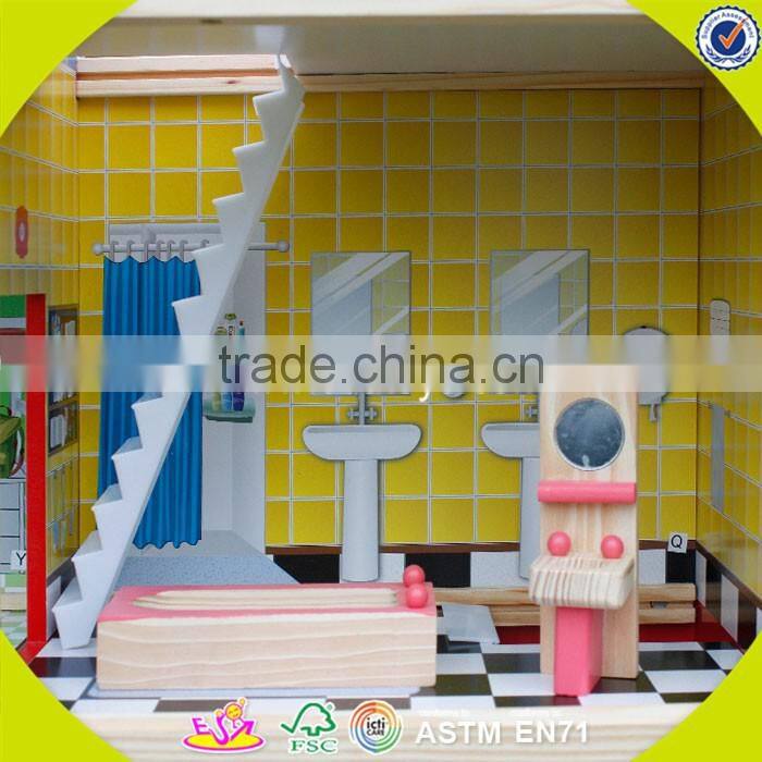 2017 new design pretend toy kids wooden model doll house W06A138