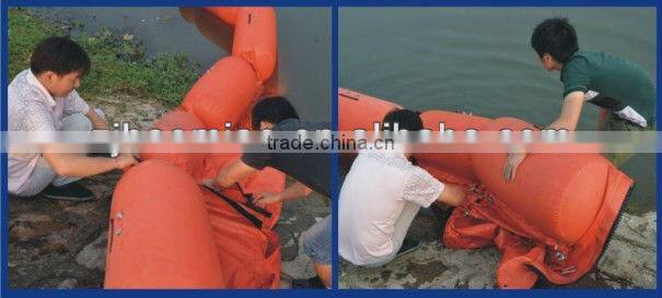 Portable and handy inflatable oil booms for inner river