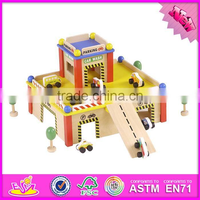2016 New products funny children wooden toy parking garage for sale W04B040