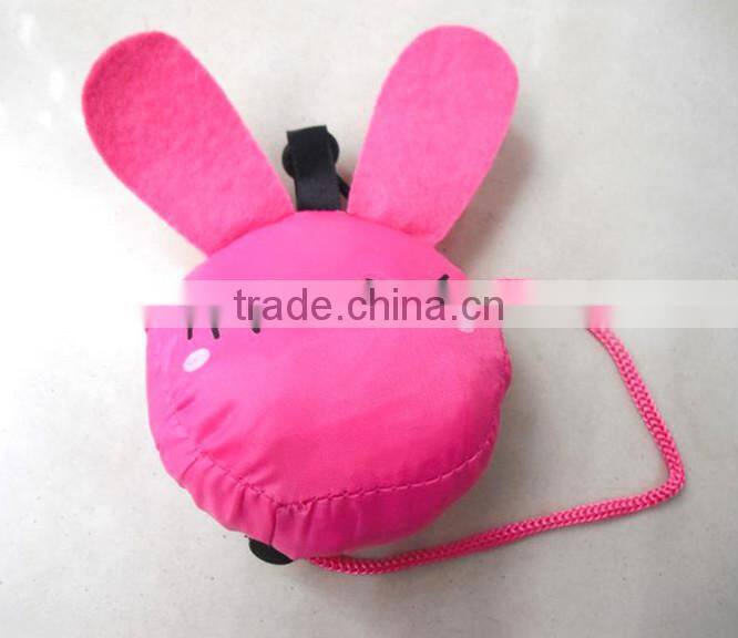 Pink Cute Rabbit shape polyester folding grocery shopping bag