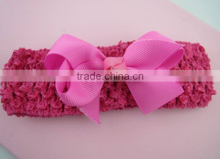 Cheap 1.5" crochet headband with bow /hair accessory