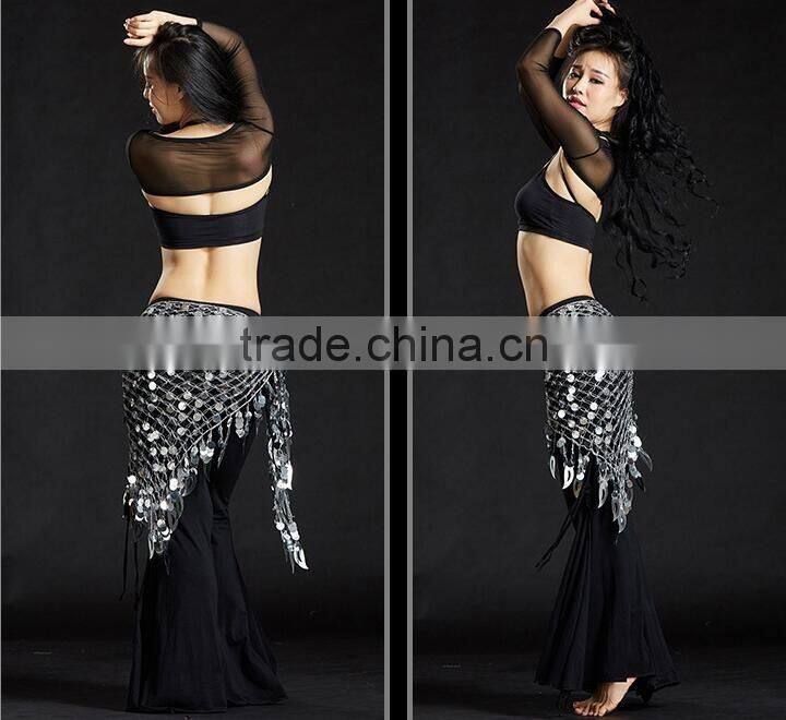 Tribal triangle crochet sequin hip shawl triangle belly dance hip scarf