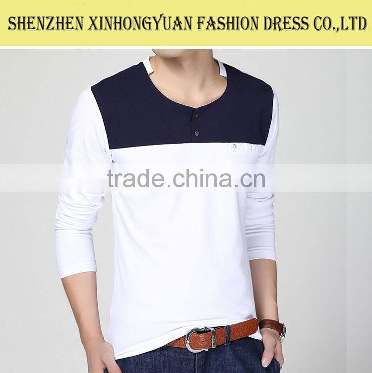 custom v-neck long sleeves t shirt for men print with your logo