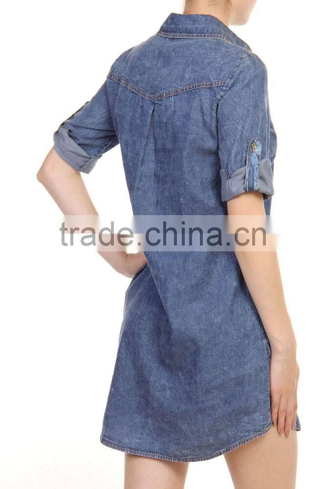 OEM/ODM european fashion women blue denim dresses
