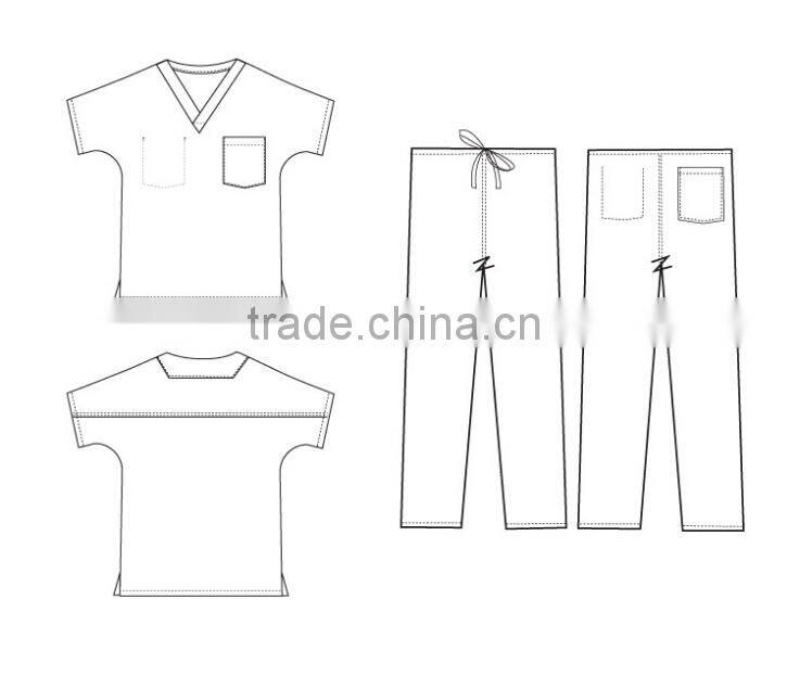 Wholesale Custom Made V-neck Scrub Top And Pants For Docter Wear BSOP-6517