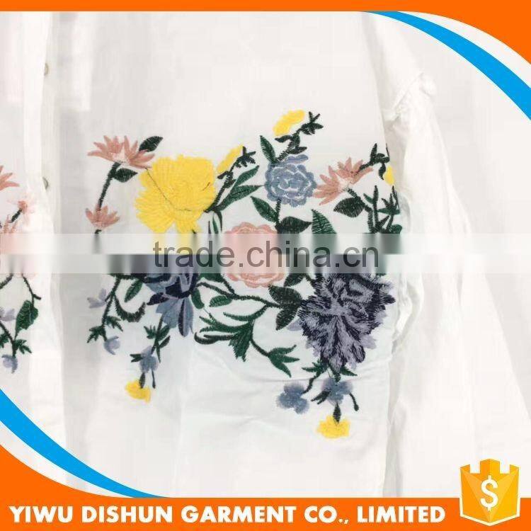 good quality fashion cutting embroidery woman top wide sleeve o neck casual blouse design images