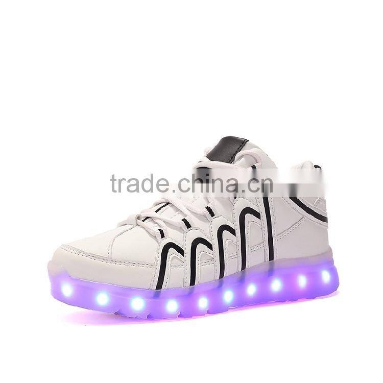 HFJH205 High top flashing light night running sneaker men led shoes
